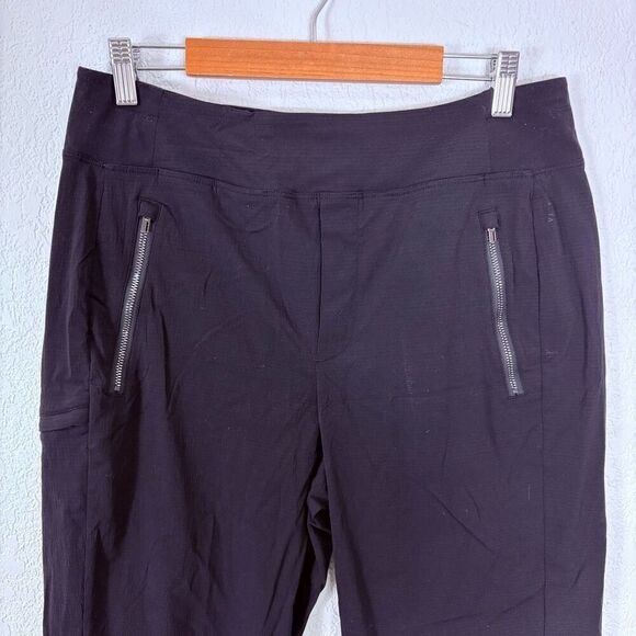 Athleta Ankle Jogger Nylon Pull On Pants Black w/ Zipper Pockets Size 10 - Picture 2 of 10